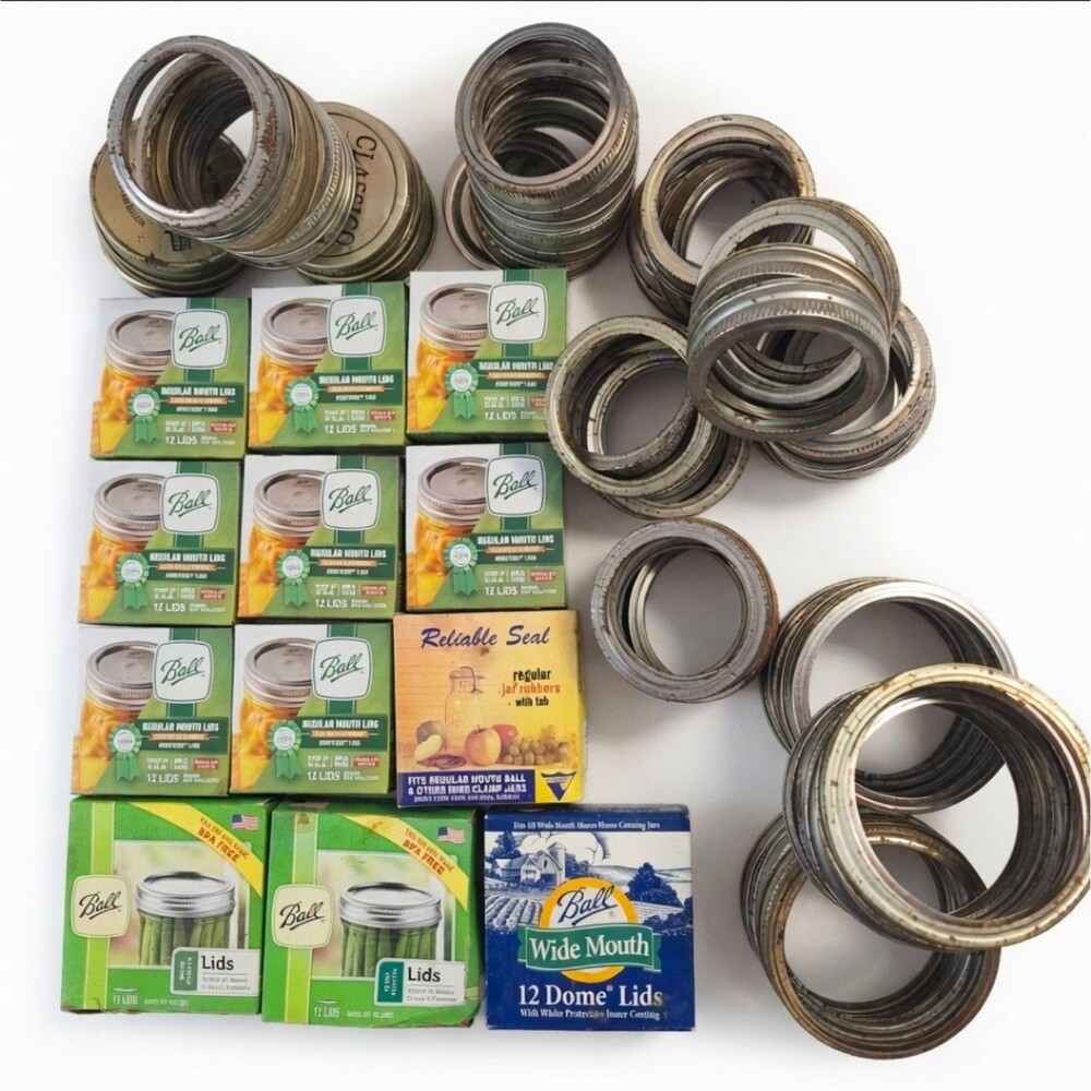 Huge Ball Canning Jar Lids & Rings Lot - 96+ Reg Mouth, 36 Wide Mouth New In Box